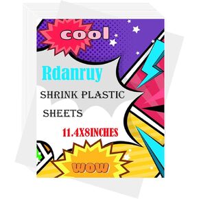 Rdanruy Shrinky Dink Sheets, 25PCS Shrink Plastic Art Paper Shrink Film for DIY Keychains and Kids Creative Art Craft Marking-11.4X8in
