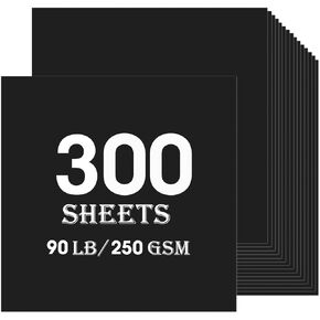 Black Cardstock 300 Sheets, 12" x 12" Cardstock Paper Bulk Construction Paper,250GSM Card Stock Printer Paper Scrapbooking Supplies for DIY Crafts Cricut Card Making (Black)
