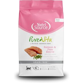 Nutrisource Pure Vita Free Cat Food ، سمك السلمون والبازلاء ، 12 رطل
