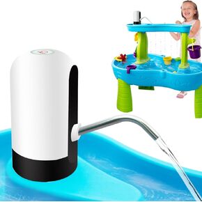 Powerful Water Table Pump, Battery Powered Water Pump for Water Table 3 Hours Non-Stop Fun Portable Summer Outdoor Sand/Water Table Toys Water Play Table Accessories for Toddlers Kids（Yellow）