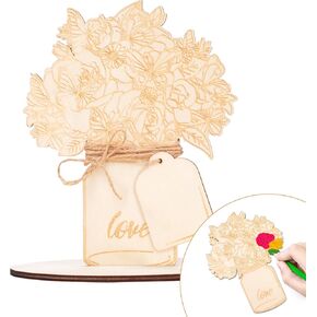 Watinc Mother's Flowers Flower Crafts - Kids DIY Wooden Blank Flower Bouquet Card with Stand و Colling Mother's Art Craft Gail