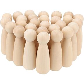 30 PCS 3-1/2 بوصة دمى ربط الخشب غير المكتملة ، دمى Peg Girl غير مكتم