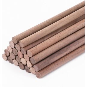 24 PCS عصي قضبان دويل جوز ، 1/4 × 12 بوصة من الأبوام الخشبية ، عصي وذر خشبية للحرف اليدوية ، الخشب غير المكتمل ، عصي الحرف الخشبية المستديرة لصياغة مواد بناء الخشب