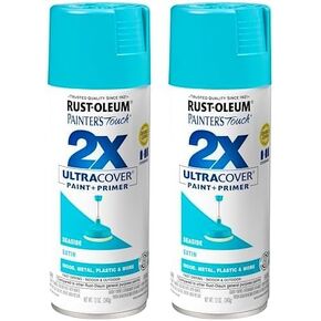 Rust-Oleum 315395 Painter's Touch 2x Ultra Cover Cover Paint ، 12 OZ ، Satin Seaside (حزمة 2)
