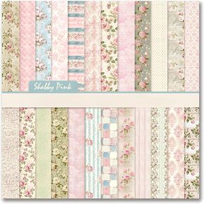 VIVIQUEN Spring Floral 12x12 Inch Scrapbook Paper – 24 Double-Sided Vintage Pink Botanical Designs, Acid-Free 160g Cardstock for DIY Crafts, Card Making, Photo Albums, Gift Wrapping, Junk Journals