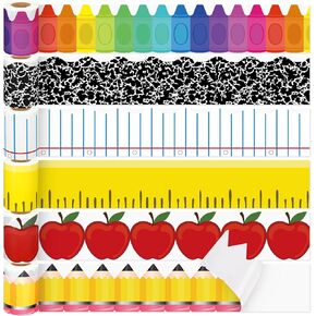 6 Rolls 196.8ft Classroom Bulletin Board Borders Borders Bulletin Bulletin Decorations for Office School Party Wall Blackboard (Cozy)