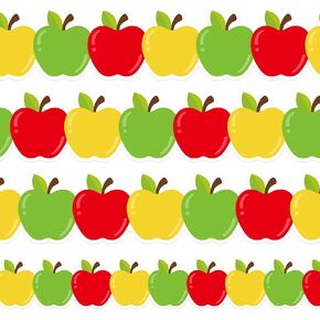 60 PCS العودة إلى المدرسة Apple Bulletin Borders Cartoon Fruit Fruit Self-Doysive Trim Trim ملصق الشارات لزينة جدار الحفلات في الفصل الدراسي المنزلي
