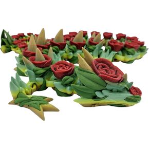 Articulated Rose Dragon Figurine – Enchanted Floral Fantasy Desk Fidget for Teens & Adults – Stress Relief & Collectible – 3D Printed in Canada