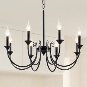 5-Light Farmhouse Chandelier Light Fixture, 20" Metal Drum Chandelier Dining Room Light Fixture Hanging Pendant Lighting for Kitchen Island Entryway Living Room
