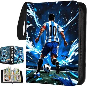 Soccer Sports Card Binder 4-Pocket: Trading Cards Holder - Portable Zipper Waterproof 400 Pockets Card Ablum with 50 Removable Sleeves Collector for Soccer Cards 2024-2025 TCG MTG