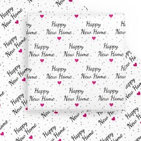 Wrapaholic New Home Wrapp Paper - 6 أوراق منزل جديد سعيد مع تصميم قلب وردي مطوية مسطحة للترام - 19.7 بوصة × 27.5 بوصة لكل ورقة