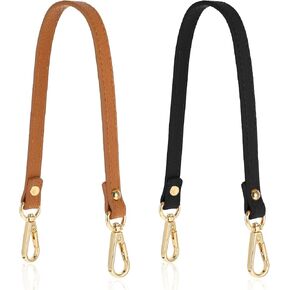 2 Pcs 16.14inch Leather Purse Strap,Shoulder Straps for Bags,Shoulder Straps for Bags with Gold Lock,Purse Straps for Handbags,Thin Replacement Purse Straps for Women(Black Brown)