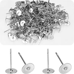 PSON 600PCS 6MM قطره من الفولاذ المقاوم للصدأ وظائف ، أقراط مسطحة المسطح ، أقراط مسمار hypoallergenic لصنع المجوهرات ، DIY ، حرفة