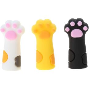 Lianxue 3pieces لطيف Cat Paw Pencil Topper Cartoon Cartoon Pencil Topper مضاد للسيليكون قبعة قلم رصاص للسيليكون فئة الطالب للأطفال