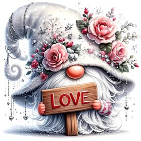 مجموعات الطلاء الماس Fhbubpup Gnome للبالغين ، Gnome Love Diamond Art ، 5D Diy Round Comple Diamond Dots Art Att ، هدية حرفية مناسبة لزينة الجدار المنزلي 12 × 12 بوصة