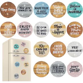 16 PCS Diamond Painting Bergerator Magnets Diamond Diy Art Magnet Kits للبالغين الحرفاء ملصقات ملصقات للهدايا للهدايا ديكور المنزل (ملهمة)