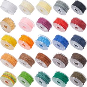 Sunnyclue 1 Box 25 Colors 0.65mm Wax Thread Set Waxed Polyester Cord Thread String Micro Macrame Strings Kumihimo صداقة الديكور