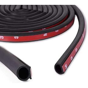 25Ft D-Shape Rubber Weather Stripping - 1/2" X 7/16" Car Door Seal Strip Hollow with Bulb Gasket Weatherstrip(Self-Adhesive) Soundproof for Automotive Door Window