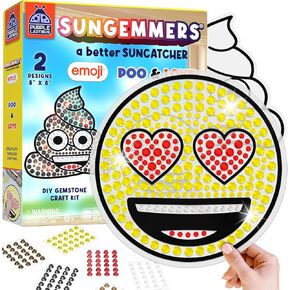 Sungemmers DIY Gemstone Craft Kit - Emoji Poo & Love Designs - الفنون والحرف اليدوية للأطفال الذين تتراوح أعمارهم بين 6-12 من الفتيات والفتيان - Suncatcher مجموعة هدايا عيد ميلاد الفتيات ، ألعاب الصيف ، نافذة فن الماس