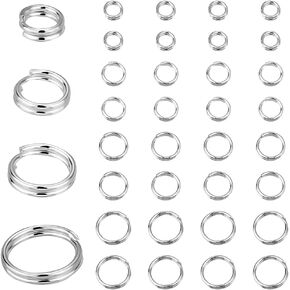 PH Pandahall 40pcs حلقات تقسيم ، S925 Sterling Silver Jump Rings 4 أحجام حلقة مزدوجة حلقة صغيرة خاتم رنين الفضة الخاتم الخاتم الخاتم لمجوه
