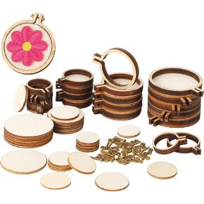 Jetec 20 Pieces 4 Sizes Mini Embroidery Hoops Wooden Small Tiny Embroidery Hoops Adjustable Circle Cross Stitch Ring Bulk for Home Ornaments Art Craft Handy Sewing