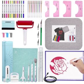 41pcs أداة Ultimate Tool لـ Cricut ، حزمة إكسسوارات الآلات ، أداة إزالة الأعشاب الضوئية للفينيل ، وسادة ضوء LED ، مسطرة تي شيرت ، قاطع الورق 12 '' ، حصيرة الضغط على الحرارة ، حصيرة القطع ، starter kit للمشاريع الحرفية