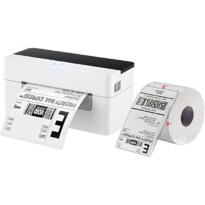 OFFNOVA Shipping Label Printer with a Roll of 4"x 6" Shipping Thermal Labels, 500 Sheets/Stack, Bundle