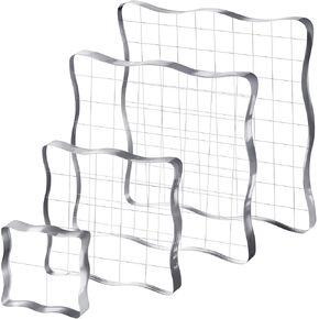 4PCS Acrylic Blocks for Stamping with Grid Clear Stamps Block Tool Set Acrylic Stamp Block for Scrapbooking Crafts Card Making DIY Crafts Decorations