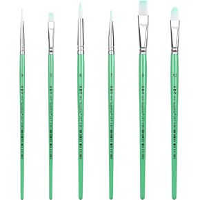 XDT#266 مجموعة فرشاة الطلاء - 6pcs ، فرش صقل الخنازير للطلاء الأكريليكي ، ألوان مائية وحرف - مع مروحة ، filbert ، طرف مستدير ، وفرش مسطحة