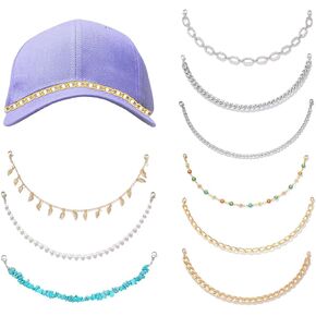 Tubian 5 PCS Trucker Hat Cains for Women Man Man قابل للفصل المعادن واللؤلؤة القبعة سحر زخرفة فاتورة أنيقة لأغطية البيسبول شاحنة القبعات DIY قبعة القبعات