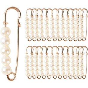 دبابيس أمان من اللؤلؤ ، 20 ٪ 1.97 بوصة شال شال مقطع دبابيس بروش مع حبات لؤلؤة 5pcs للنساء ملابس ملابس السراويل تنورة السراويل الخصر ملحقات الملابس (الذهب)
