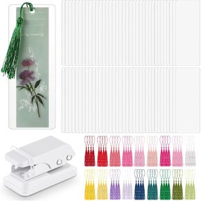 101 PCS DIY Make Making Kit 2.36 × 6.3 بوصة مرجعية أكياس ترمياعية 5 مل مللي الأكمام الساخنة مع شرابات قوس قزح و Puncher تناسب معظم آلات التصفيح الحقيبة