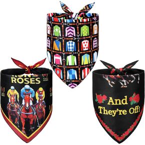 Sanwuta 3 PCS Derby Dog Bandana Jockey Attire Triangle Pet Accsionsable Accessories Classic Triangle Pet Accessories Decoration for Small Medium Dogs Cats Pets