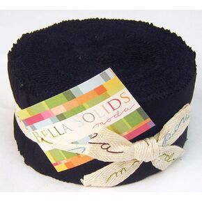 Moda Basics Bella Solids Black 9900-99 Jelly Roll, Set of 40 2.5x44-inch (6.4x112cm) Precut Cotton Fabric Strips