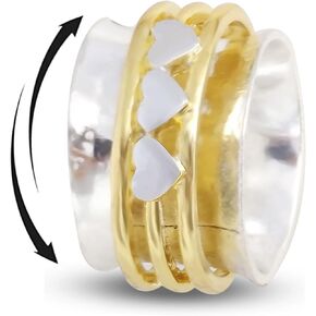خاتم القلق Roe Dolph للنساء Boho Spinner Ring Ring Heart Tidget Ring (الحجم 7)