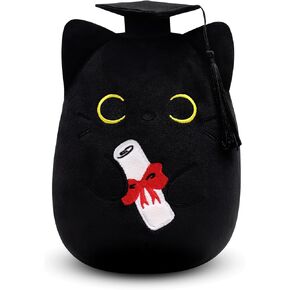 Cat Stuffed Animals Black Cat Plush,Cat Graduation Plush Black Cat Plushie, Graduation Cat Plush Toy Stuffed Animal Cat for Girls Boys Graduation Party Graduation Gift