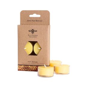 Big Dipper Wax Works Pure Beeswax Tea Lights, Natural Colored 6-Pack, Pure Beeswax Candle