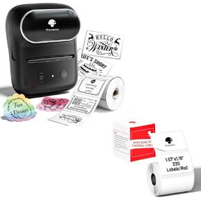 Phomemo M108 Label Maker Machine with 1.57"x1.18" Theraml Labels,230 Labels/Roll, for Barcode/Address/Mailing/Logo/Business/Home Tag