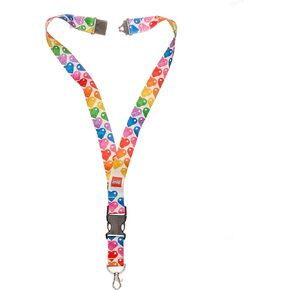 Lego Lanyard ، حزام الرقبة للسلاسل الرئيسية ، الحبل القابل للفصل للهاتف ، المفاتيح ، شارة الهوية ، مع المشبك وإبزيار الإفراج السريع ، قلوب قوس قزح