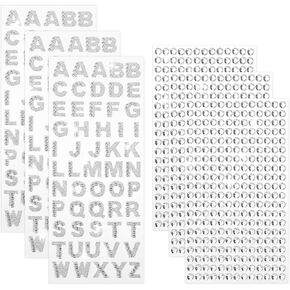 Glitter Letter Stickers, 6 Sheets Self Adhesive Rhinestone Letter Stickers Silver Alphabet Stickers Bling Crystal Diamond Stickers for DIY Crafts, Scrapbooking, Laptop, Hats, Bags, Clothes