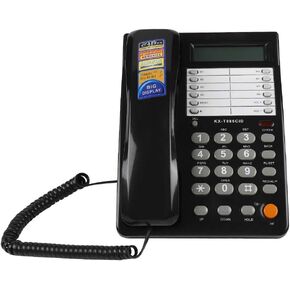 Corded Telephone Wired Home Hotel Corded Desktop Phone Office Landline Telephone DTMF/Support (Black)