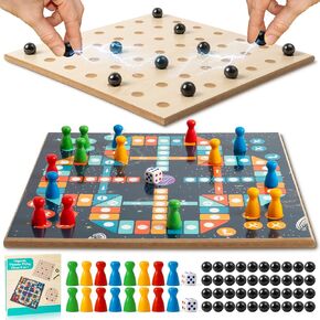 لعبة Malmall6 Magnetic Chess مع 40pcs Magnet Stones الاستراتيجية الاستراتيجية الألعاب العائلية للأطفال والكبار ، 2 في 1 شطرنج مدقق طيران لعبة خشبية ، لعبة الطاولة العليا من أجل حفلة السفر