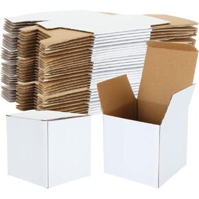 50PCS 4x4x4 Inch Small Shipping Boxes, White Corrugated Cardboard Boxes, Mailing Boxes for Small Business Shipping Packing Storage Gift Wrapping Box Mailer