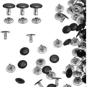 Harfington 60 مجموعة من مسامير جلدية مزدوجة الغطاء ، 10x10mm cap cap studs الأنبوبية الأنبوبية المصنوعة من المسامير المصنوعة من الجلد لتصليح حقيبة حزام الأليف من طوق الألياف الزخرفة والزخرفة ، الأسود