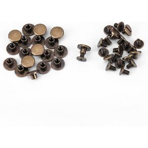 Akozon Screw On Brads, Birkenstock Repair Rivets, Nuts Nails Rivets Leather Rivet bar Cap Accessory (5mm) 20pcs Flat Head Copper Brass Screws