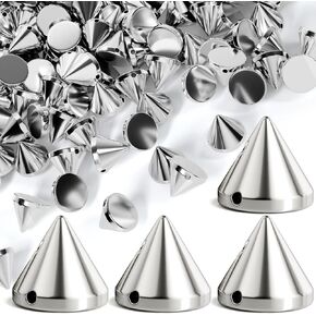 Deozu 100 PCS Silver Spike Cone Buds ، مسامير البانك للملابس ، الأزرار ، ملحقات الملابس للملابس والجلد والأحذية والحرف (8 مم)