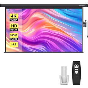 VIVOHOME 100 Inch Electric Motorized Projector Screen with Remote, 16:9 8K 4K Ultra HD Widescreen for Movie Home Theater Cinema Office Video Game