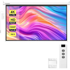 VIVOHOME 100 Inch Electric Motorized Projector Screen with Remote, 16:9 8K 4K Ultra HD Widescreen for Movie Home Theater Cinema Office Video Game