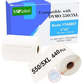 استبدال ملصقات الشحن 4 "x6" تسميات الطابعة الحرارية المباشرة 4XL 5XL 1744907 مع Lables لفة Dymo ، حمار وحشي ، العنوان تسميات حرارية للبريد على الإنترنت [2 لفات ، 440 ملصقات]