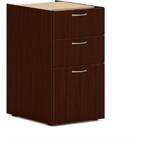 HON MOD Office Storage Drawers Pedestal Stand, Under Desk Organizers and Storage, Includes Two Box Drawers, One File Drawer, 15" W Pedestal for Office Spaces, Home Offices, Mahogany